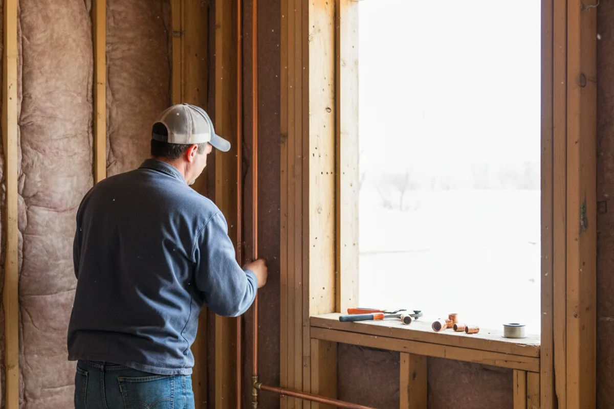Licensed plumber running new copper supply lines in a Chestnut Ridge home
