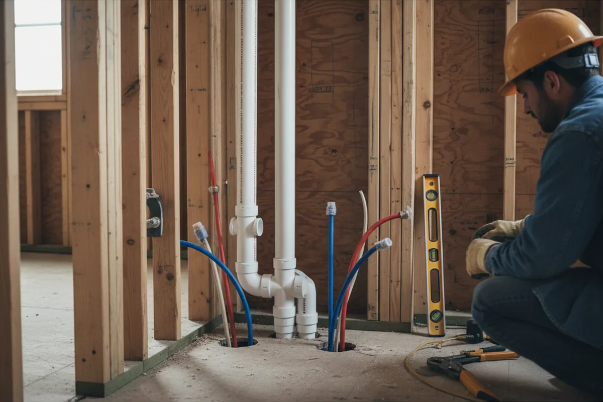 Drain and supply rough-in during Drain Cleaning in Chestnut Ridge